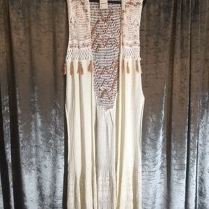 Free People Kimono Long Crocheted Vest Duster NWT
